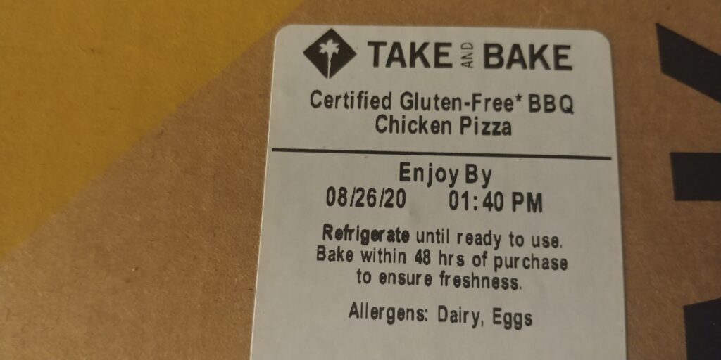 take and bake gluten free bbq pizza