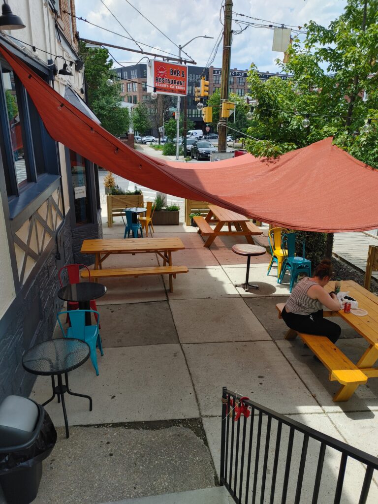 Outside cafe seating